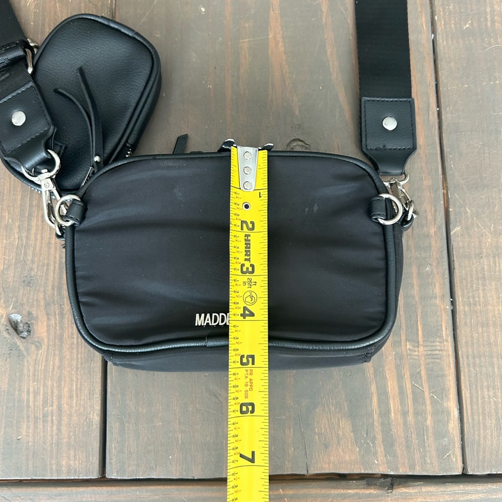 Women's Madden NYC Nylon black Belt Bag crossbody bag w/ mini pouch‎ - Picture 12 of 13